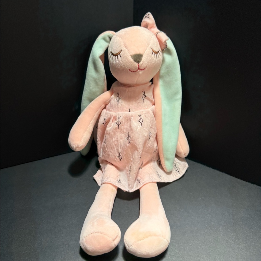 Adorable Pink and Green Bunny Plush Toy